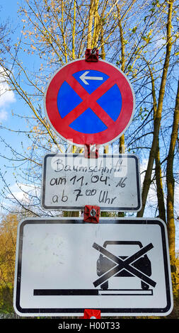 no parking during pruning of the trees, Germany Stock Photo