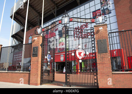 the Paisley gateway at Liverpool FC anfield stadium Liverpool Merseyside UK Stock Photo