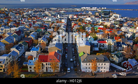 view onto the old town of Reykjavik, Iceland, Reykjavik Stock Photo