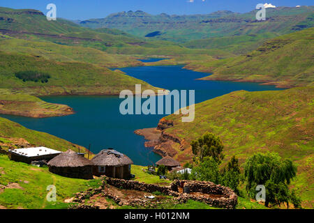 huts at the Katse dam, South Africa, Lesotho Stock Photo