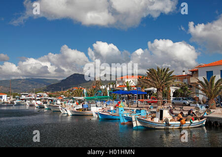 fishing boats in the harbour of Skala Kallonis, Greece, Lesbos Stock Photo