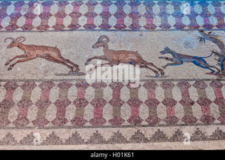 Hunting Scene Mosaic Paphos Cyprus Stock Photo