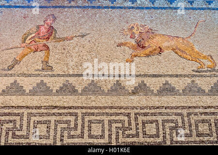 Hunting Scene Mosaic Paphos Cyprus Stock Photo