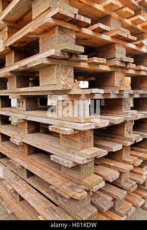 stack of wooden pallets, Germany Stock Photo