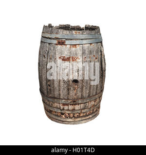 Old wooden barrel isolated on white background Stock Photo