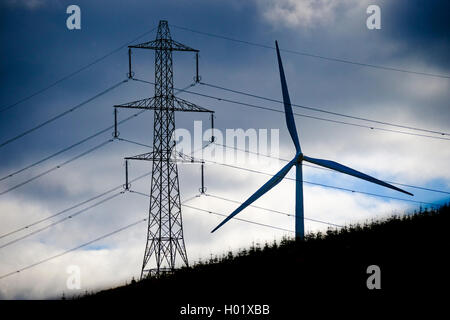 Wind turbines on the Clyde Wind Farm in South Lanarkshire, Scotland - currently one of Europe’s biggest single consented wind fa Stock Photo