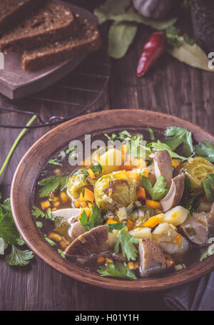Vegetable and mushroom stew rustic Stock Photo