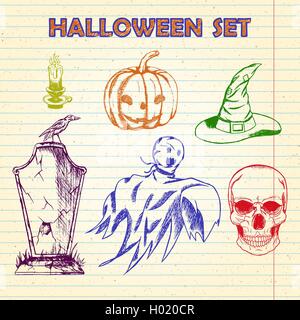Halloween set in a hand drawn linear style Stock Vector Image & Art - Alamy