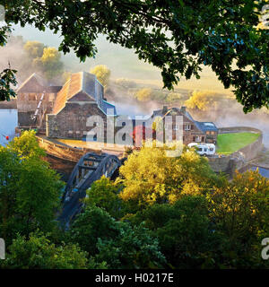 hydroelectric power station Hohenstein in the Ruhr Valley in the morning, Germany, North Rhine-Westphalia, Ruhr Area, Witten Stock Photo