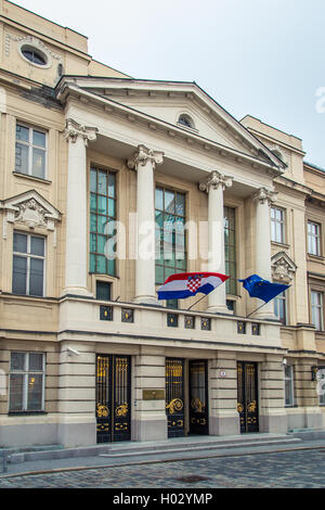 ZAGREB, CROATIA - 12 MARCH 2015: Main entrance to Croatian parliament in Upper town. Stock Photo