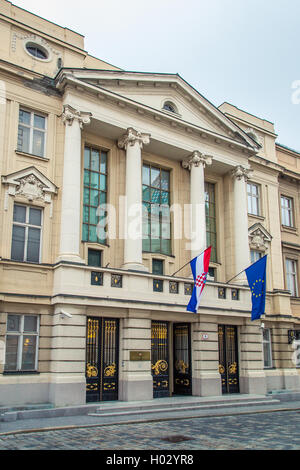 ZAGREB, CROATIA - 12 MARCH 2015: Main entrance of Croatian parliament in Upper town. Stock Photo