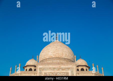 Close up view of Taj Mahal from East side. Roof part. Stock Photo
