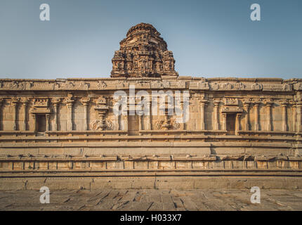 HAMPI, INDIA - 30 JANUARY 2015: Ruins of Hampi are a UNESCO World Heritage Site. Achyutaraya Temple. Post-processed with grain,  Stock Photo