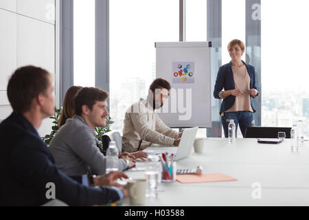 Business woman presenting the project in modern office. Stock Photo