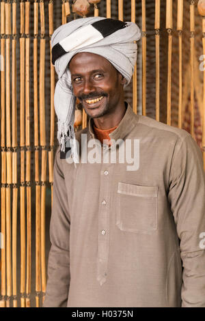 DARAW, EGYPT - FEBRUARY 6, 2016: Portrait of local man with turban. Stock Photo