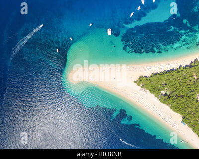 Aerial view Zlatni rat beach in Bol, Island Brac, Croatia Stock Photo