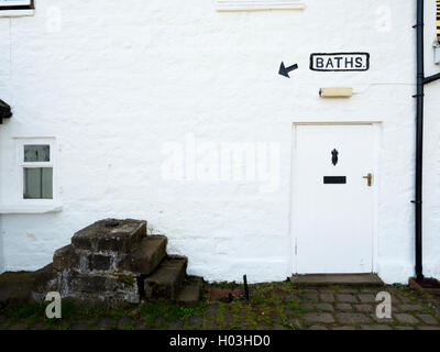 Baths Sign at White Wells Spa Cottage on Ilkley Moor Ilkley West Yorkshire England Stock Photo