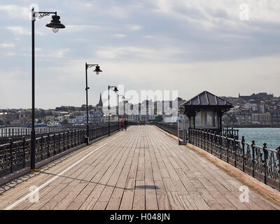 Ryde pier Isle of Wight world's oldest seaside pleasure pier looking towards the town Stock Photo