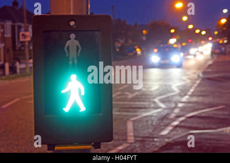 Pelican Crossing with green man, safe to cross, England, UK Stock Photo