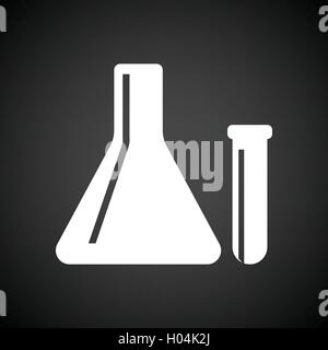 Chemical bulbs icon. Black background with white. Vector illustration. Stock Vector