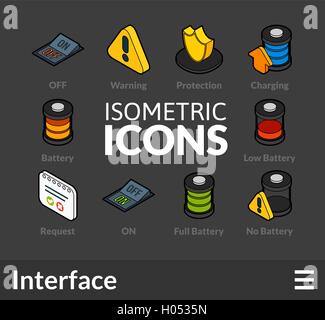 Isometric outline icons set 32 Stock Vector