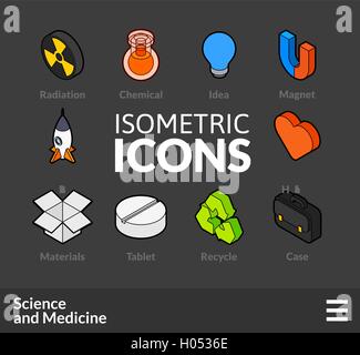 Isometric outline icons set 33 Stock Vector