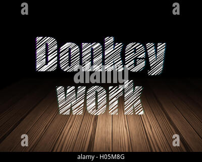 Business concept: Donkey Work in grunge dark room Stock Photo