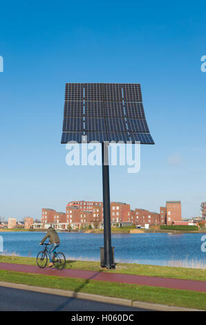 HEERHUGOWAARD, NETHERLANDS - JANUARY 23, 2016: Entrance of the city of the sun, the largest energy neutral residential area in t Stock Photo