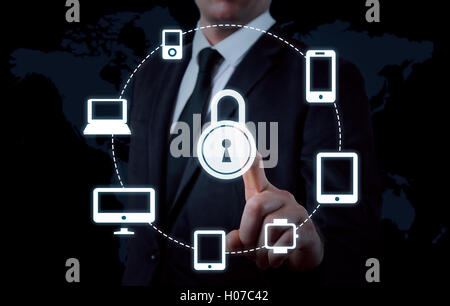 Protect cloud information data concept. Security and safety of cloud data Stock Photo