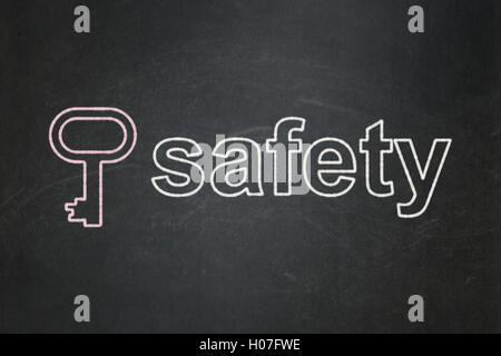 Privacy concept: Key and Safety on chalkboard background Stock Photo