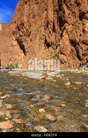 Steep canyon walls in colorful Todra Gorge in Morocco Africa Stock Photo