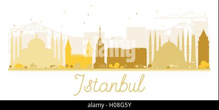 Istanbul City skyline golden silhouette. Vector illustration. Simple flat concept for tourism presentation, banner, placard Stock Vector