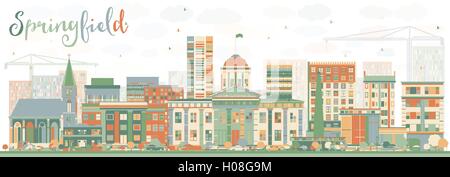 Abstract Springfield Skyline with Color Buildings. Vector Illustration. Business Travel and Tourism Concept Stock Vector