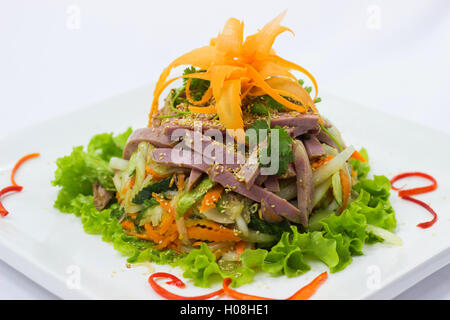 Salad of smoked beef with seasoned pepper in Thai style Stock Photo