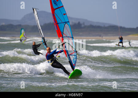 Windsurfing at Rhosneigr Beach, Anglesey, Stock Photo
