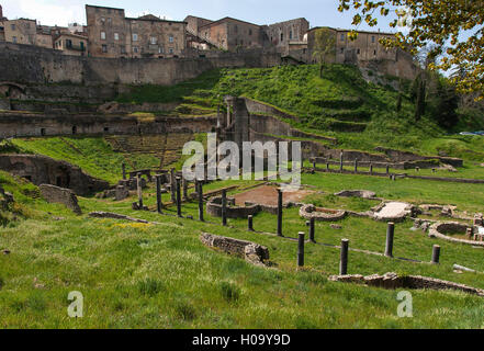 Ruins, Roman amphitheater and thermal baths, Volterra, Tuscany, Italy Stock Photo