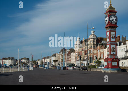 Weymouth seafront and Clock Tower Stock Photo