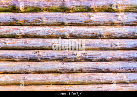 Wood log wall background Stock Photo
