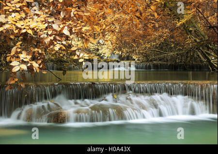 huay mae khamin waterfall in thailand autumn season Stock Photo
