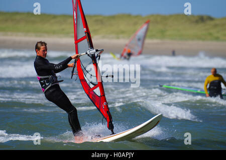 Windsurfing at Rhosneigr Beach, Anglesey, Stock Photo