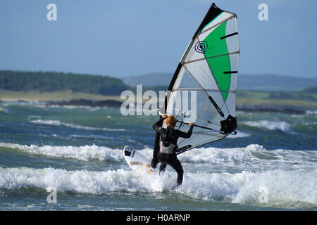 Windsurfing at Rhosneigr Beach, Anglesey, Stock Photo