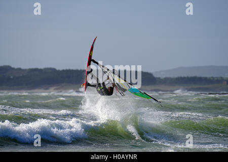 Windsurfing at Rhosneigr Beach, Anglesey, Stock Photo