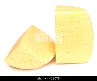 two pieces of cheese isolated on white background Stock Photo