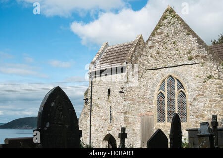 Parish church of Saint, St Ishmael,above River Towy estuary near Ferryside,Carmarhenshire,Wales,U.K. Stock Photo