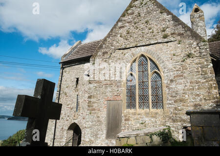 Parish church of Saint, St Ishmael,above River Towy estuary near Ferryside,Carmarhenshire,Wales,U.K. Stock Photo