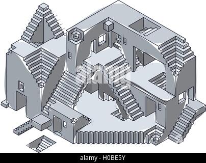 Under Construction Ink Illustration. House Project. Building Sketch. House Blueprint Drawing. Castle Construction. Architecture  Stock Vector