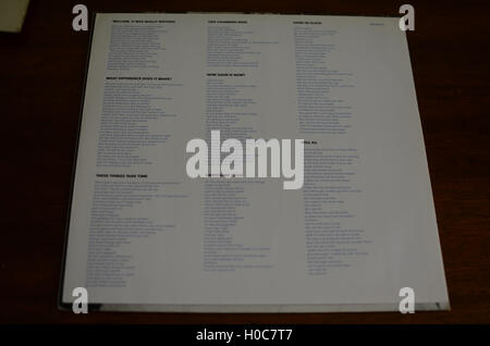 The Smiths, Hatful Of Hollow, vinyl, 1984, inner sleeve, lyric sheet Stock Photo