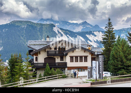 High-end expensive hotel in Courcheval 1850 ski resort in summer Stock Photo
