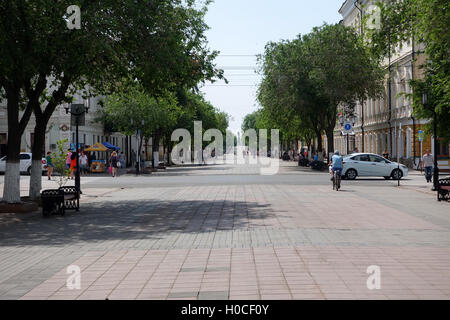 Orenburg, Russia -June 23, 2016. View on the Sovetskay street- pedestrians street in the center in Orenburg Stock Photo