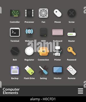 Flat material design icons set Stock Vector